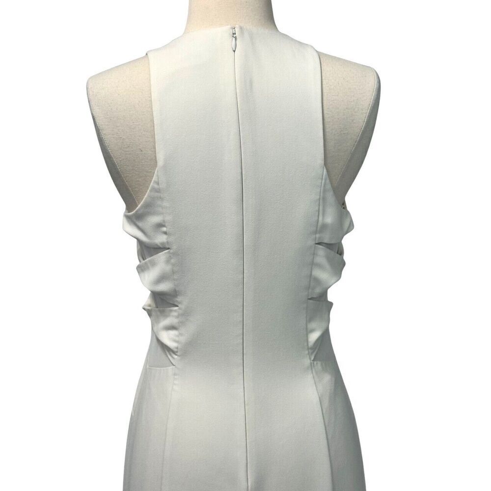 Halston Heritage Ivory Twist Flounce Hem Dress Sleeveless Size 6 Wedding Evening - Picture 8 of 16